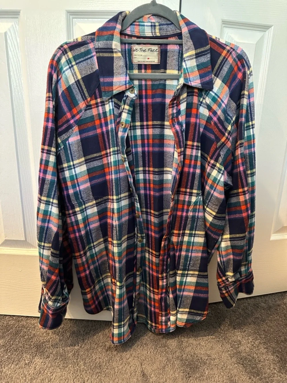 Free People Multicolor Plaid Oversized Button-Up Shirt - Picture 2 of 2